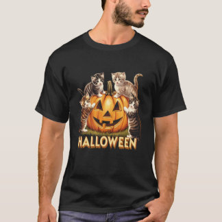 Kattenpompoen Halloween Bloemige Griezelseizoen Gr T-shirt