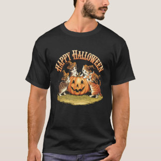 Kattenpompoen Halloween Bloemige Griezelseizoen Ma T-shirt