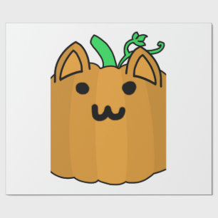 Kattenpompoen Halloween sticker Cadeaupapier