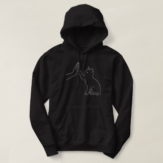 Kattenpoot High Five Lijn Kunst Zwarte Huisdier Li Hoodie