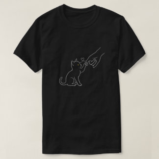 Kattenpoot High Five Lijn Kunst Zwarte Huisdier Li T-shirt