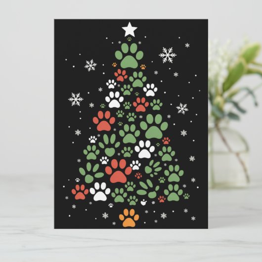 Kattenpoot Kerstboom Katten Hondenliefhebber Kerst Feestdagenkaart (Staand voorkant)