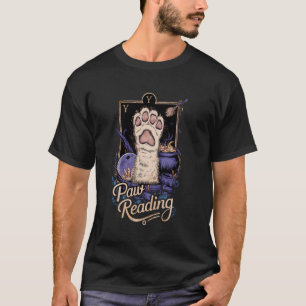 Kattenpoot Lezen Tarotkaart Halvemaan Heks Kat T-shirt
