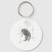 Kattenpoot op raster achtergrond potlood kunst sleutelhanger (Voorkant)