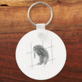 Kattenpoot op raster achtergrond potlood kunst sleutelhanger (Voorkant)