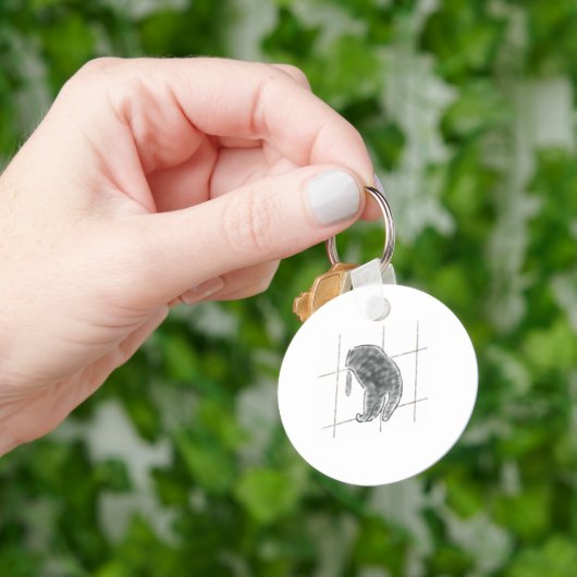 Kattenpoot op raster achtergrond potlood kunst sleutelhanger (Hand)