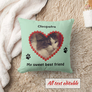Kattenpoot print memorial aangepaste foto kussen