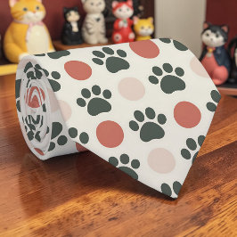 Kattenpoot Retro Neutraal Kleurige Op Maat Gemaakt Stropdas