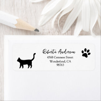 Kattenpootafdruk Adreslabels, Retouradres Etiket