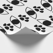 Kattenpootafdruk Zwart en Wit Cadeaupapier (Hoek)