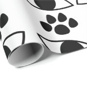 Kattenpootafdruk Zwart en Wit Cadeaupapier (Rol Hoek)