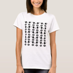 Kattenpootafdruk Zwart en Wit T-shirt