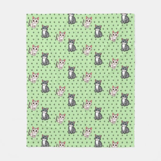 Kattenpootafdrukken Fleece Deken (Voorkant)