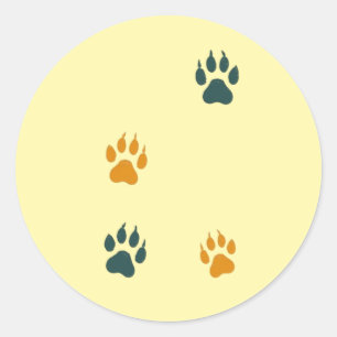 kattenpootafdrukken - Retro Feline Voetafdrukken Ronde Sticker