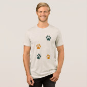 kattenpootafdrukken - Retro Feline Voetafdrukken Tri-Blend Shirt (Voorkant volledig)
