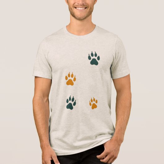 kattenpootafdrukken - Retro Feline Voetafdrukken Tri-Blend Shirt (Voorkant)
