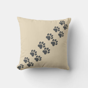 Kattenpootafdrukken Trail Beige Linnen Textuur Kussen