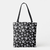 Kattenpootafdrukken Zwart Tote Bag (Achterkant)