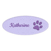 kattenpootdruk - paars - naambadge (Voorkant)