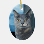 kattenporseleinen-sierbloem keramisch ornament (Achterkant)