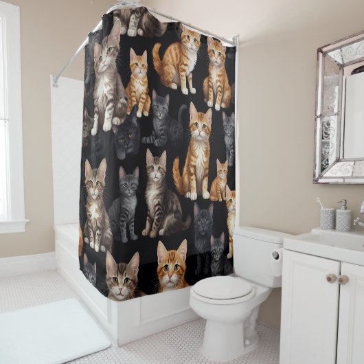 Kattenportret Douchegordijn (In situ)