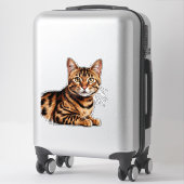 Kattenportret: Gestreepte Tabby met Gouden Ogen Sticker (Koffer)