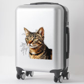 Kattenportret: Gestreepte Tabby met Gouden Ogen Sticker (Koffer)