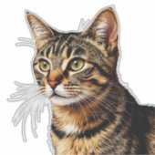 Kattenportret: Gestreepte Tabby met Gouden Ogen Sticker (Voorkant)