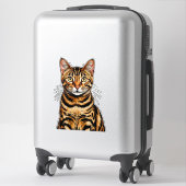 Kattenportret: gestreepte tabby met gouden ogen sticker (Koffer)