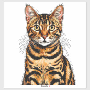 Kattenportret: gestreepte tabby met gouden ogen sticker
