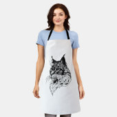 Kattenportret handgetekend schort (Gedragen)