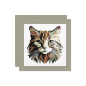 Kattenportret Kunstontwerp Wenskaart Kaart (Voorkant / Achterkant in situ)