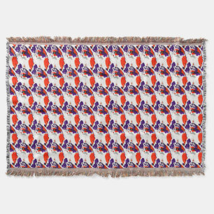 Kattenportret - Vet grafisch Sinaasappel en violet Deken