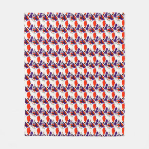 Kattenportret - Vet grafisch Sinaasappel en violet Fleece Deken