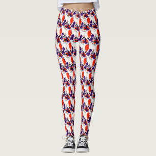 Kattenportret - Vet grafisch Sinaasappel en violet Leggings
