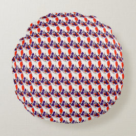 Kattenportret - Vet grafisch Sinaasappel en violet Rond Kussen
