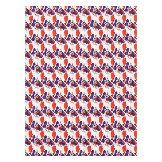 Kattenportret - Vet grafisch Sinaasappel en violet Tafelkleed (Voorkant)