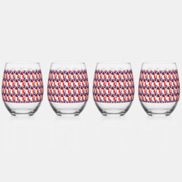 Kattenportret - Vet grafisch Sinaasappel en violet Wijnglas Zonder Voet