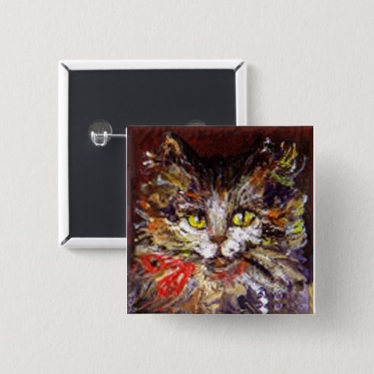KATTENPORTRET VIERKANTE BUTTON 5,1 CM (Voorkant /achterkant)