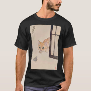 Kattenportretschilderij Kat en vlinder Waterverf T-shirt