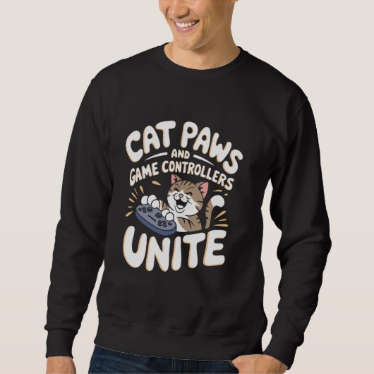 Kattenpoten en gamecontrollers verenigen Pun katte Trui (Voorkant)