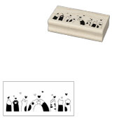 Kattenpoten en harten rubberstempel (Gestempeld)