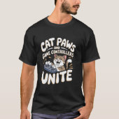 Kattenpoten en spelcontrollers verenigen Pun-katte T-shirt (Voorkant)