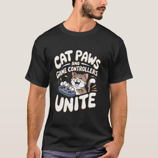 Kattenpoten en spelcontrollers verenigen Pun-katte T-shirt (Voorkant)