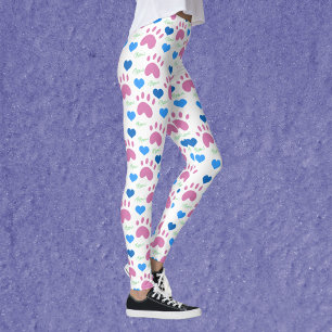 Kattenpoten Harten Miauw Roze Blauw Groen Patroon Leggings