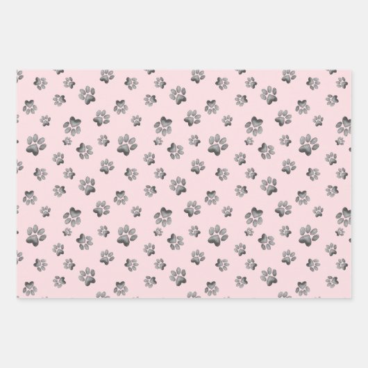 Kattenpoten op roze, staven en vlakken inpakpapier vel (Voorkant 2)