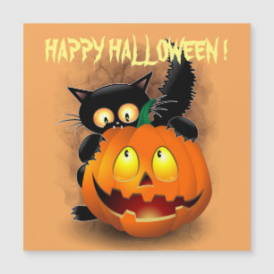 Kattenpret Halloween Karakter bijt in een Pompoen