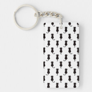 Kattenpret voor altijd Whimsical katten Zwarte kat Sleutelhanger