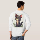 Kattenprint T-shirt met lange mouwen (Achterkant volledig)