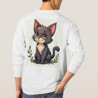 Kattenprint T-shirt met lange mouwen